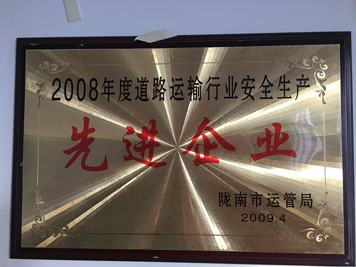 2008年度道路運輸行業(yè)安全生產(chǎn)先進(jìn)企業(yè)